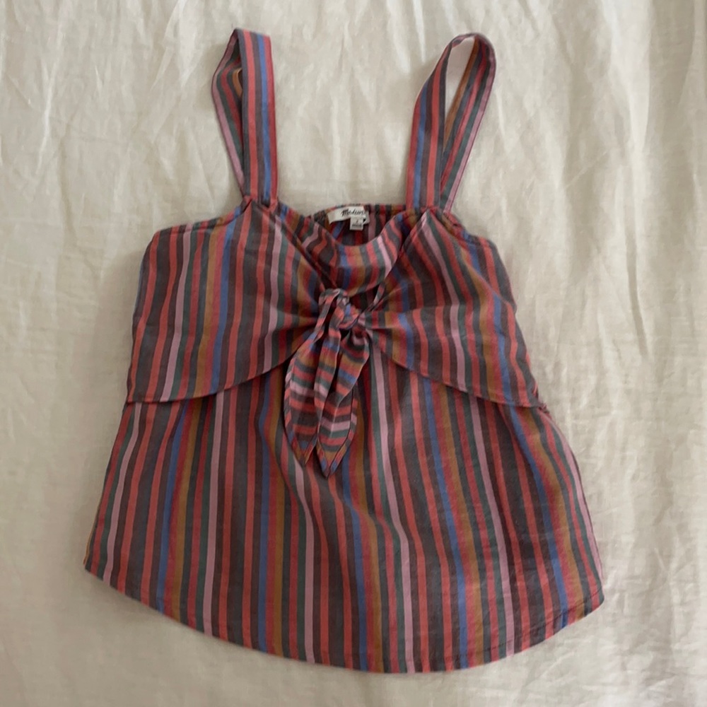 Madewell Tie-Front Cami Top in Rainbow Stripe